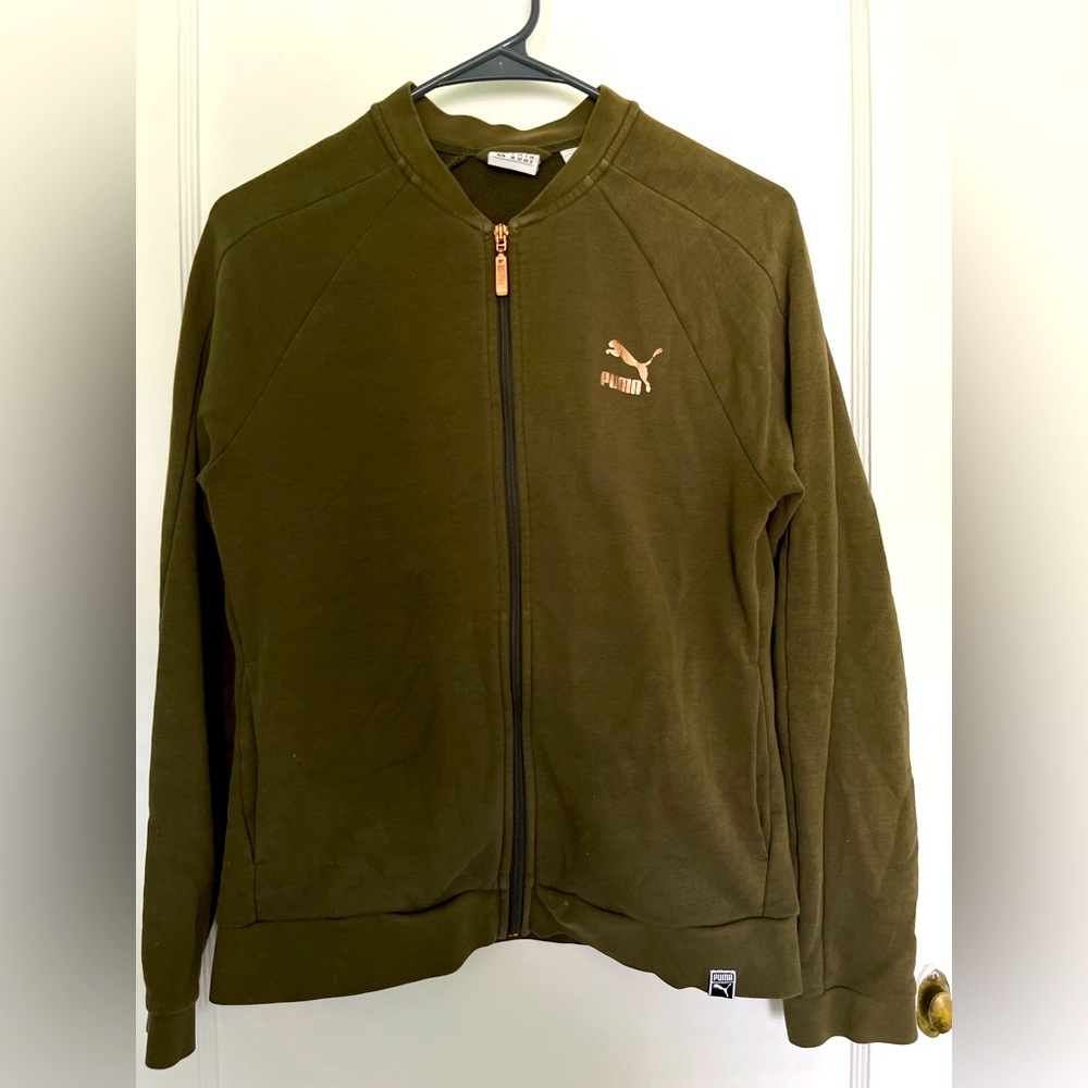 Olive green Puma zip jacket size M